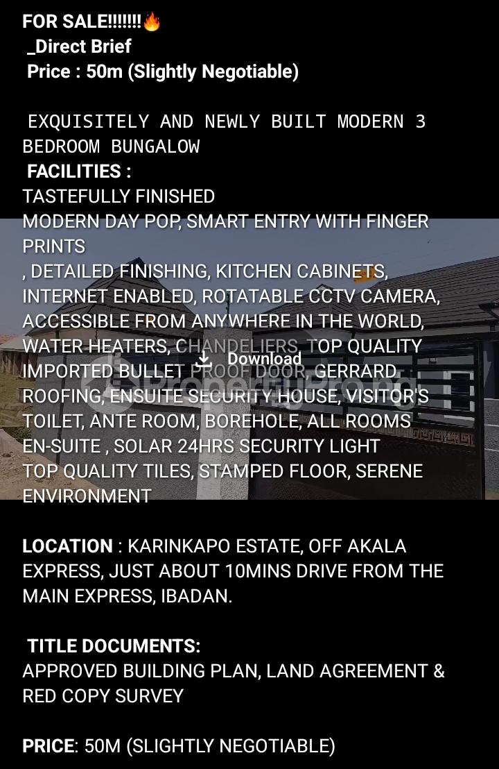 3 bedroom House for sale Karinkapo Estate Akala Express Ibadan Oyo