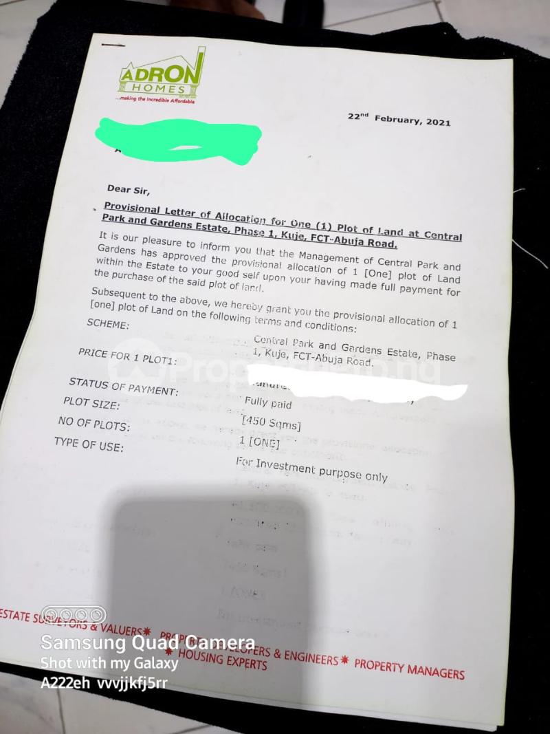 Land for sale Opposite Almat Farms Adron Homes Land Kuje Abuja