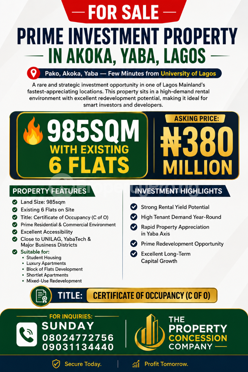 10 bedroom House for sale Pako Area Akoka Yaba Lagos