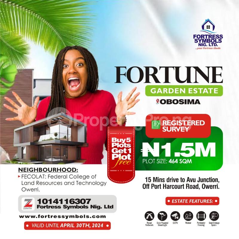 Land for sale Obosima/ Fortune Garden Estate/ 15 Minute Drive To Avu Junction, Off Port Harcourt Road, Owerri Imo