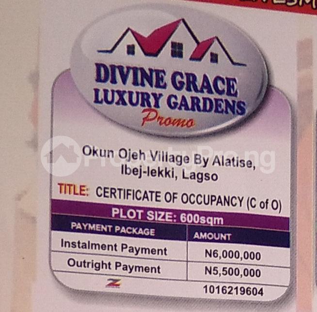 Land for sale Divine Grace Luxury Gardens Okun Ojeh Village By Alatise Ibeju Lekki Lagos Alatise Ibeju-Lekki Lagos