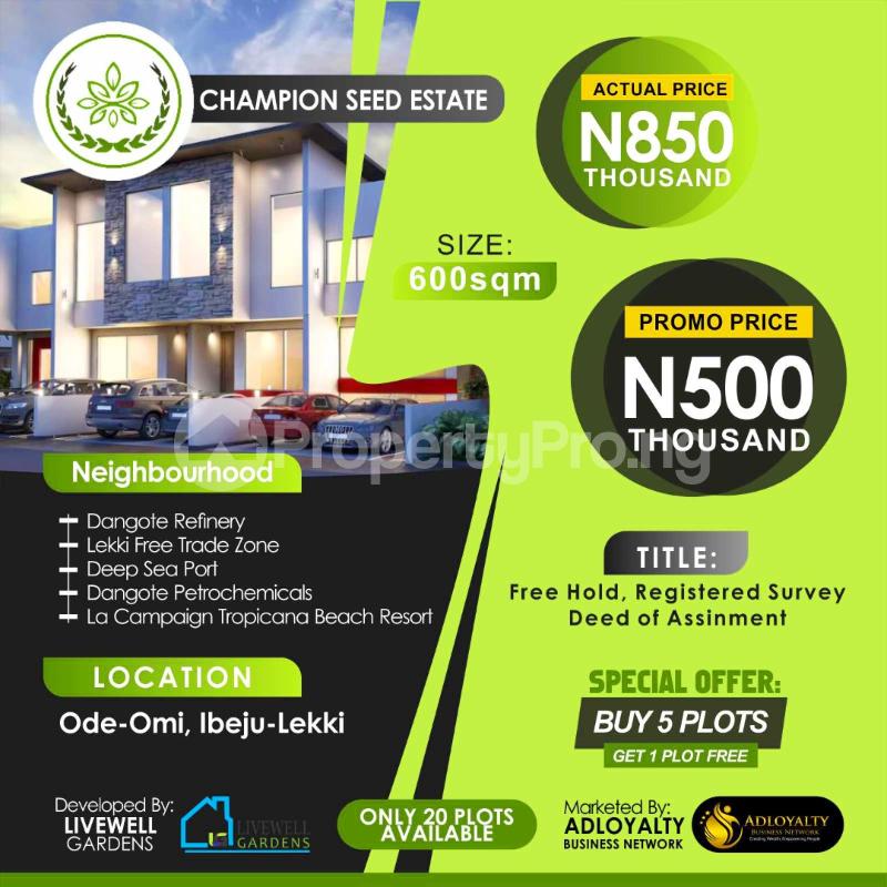 Land for sale Ode Omi Ibeju-Lekki Lagos