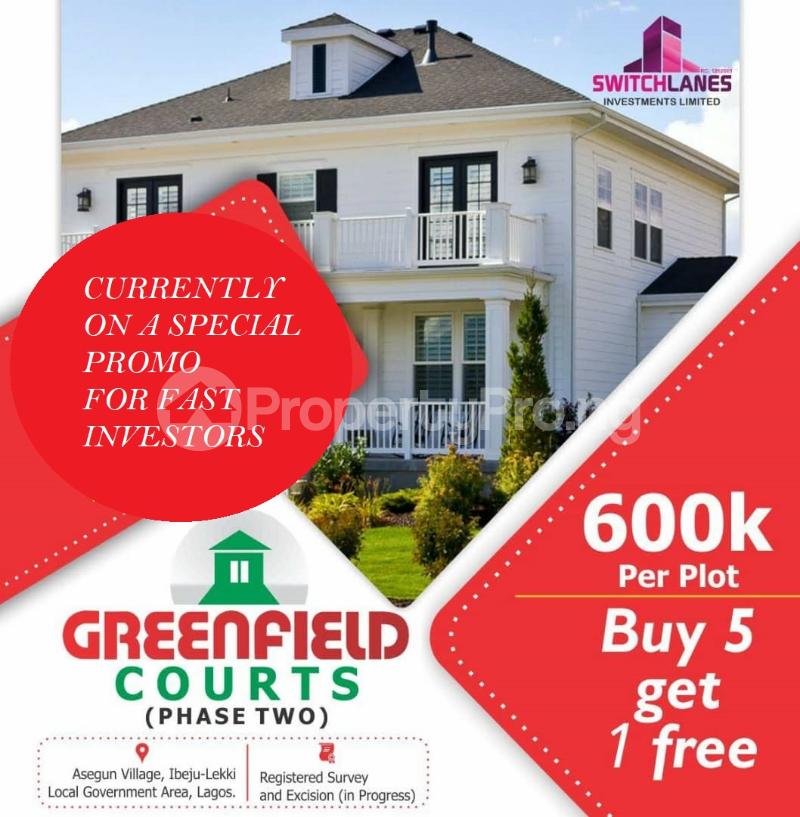 Land for sale Asegun Town, Greenfield Estate LaCampaigne Tropicana Ibeju-Lekki Lagos