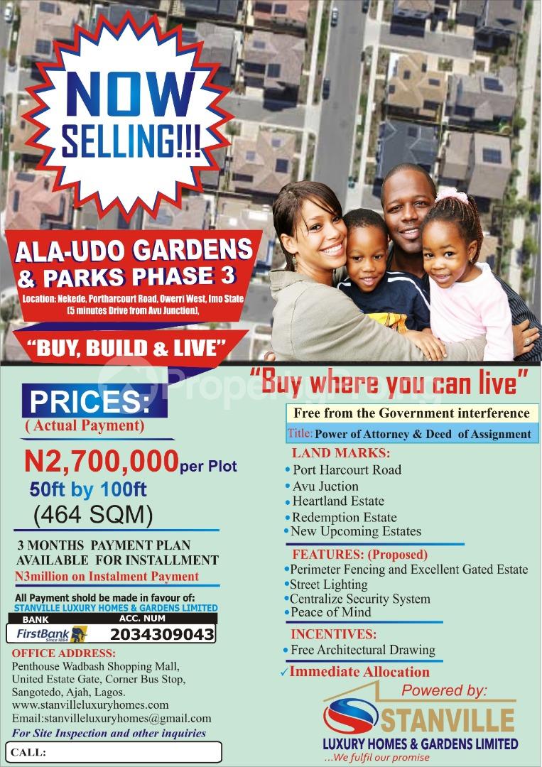 Land for sale Alaudo Luxury Gardens Phz 3, Nekede Owerri Imo