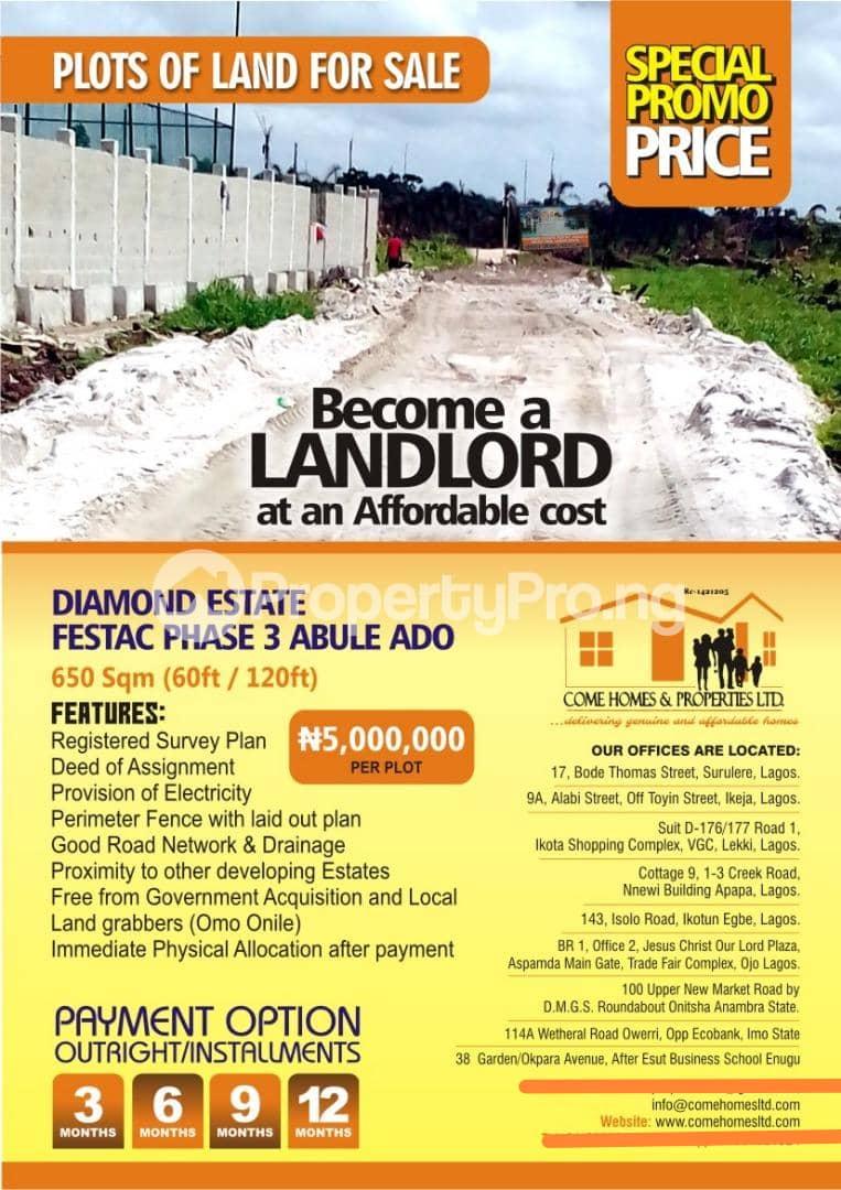 Land for sale Behind Chinese Estate. Festac Amuwo Odofin Lagos - 1