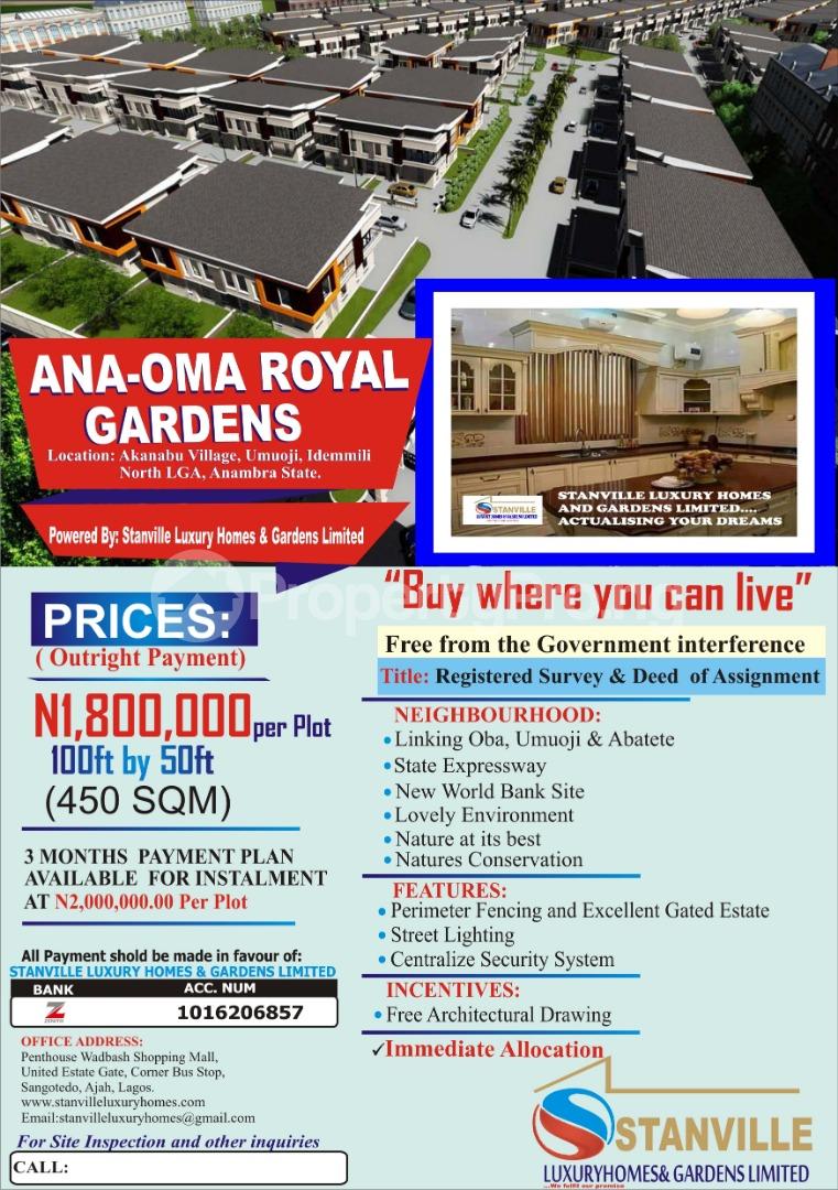 Land for sale Ana Oma Royal Gardens Akanabu Village Umuoji Idemili North Anambra