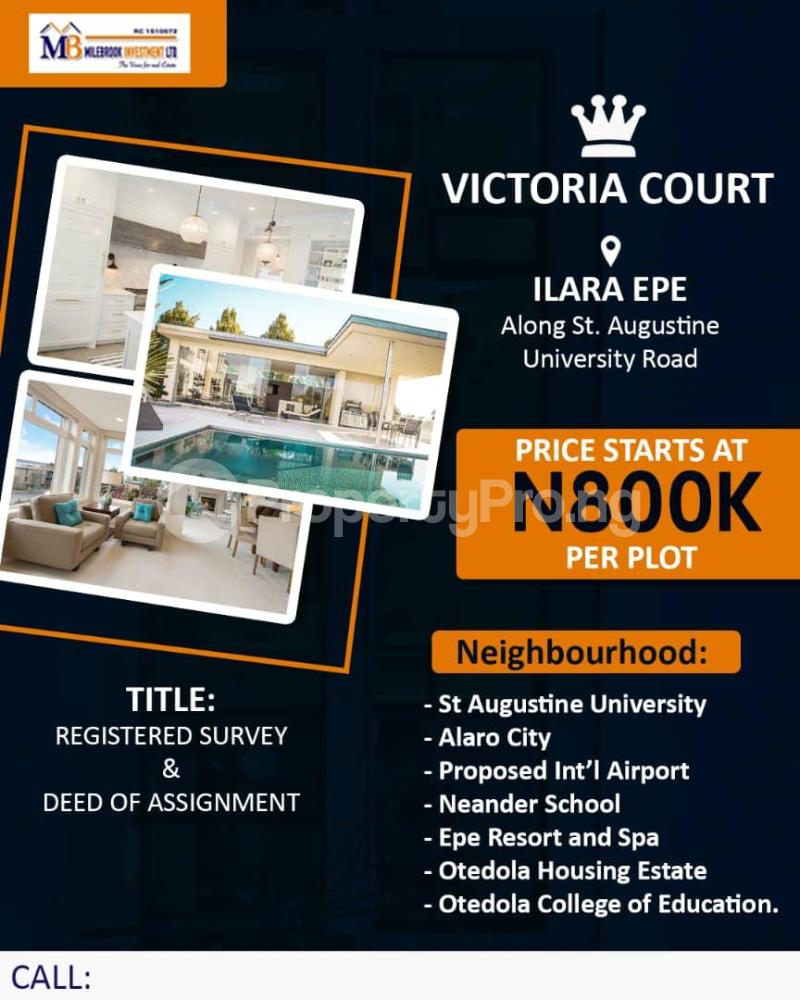 Land for sale Victoria Court Facing Augustine University Road Epe Road Epe Lagos