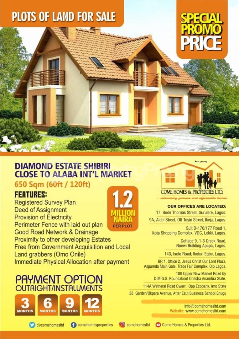 Land for sale Diamond Estate Shibiri Close To Alaba International Market Lagos Ojo Lagos