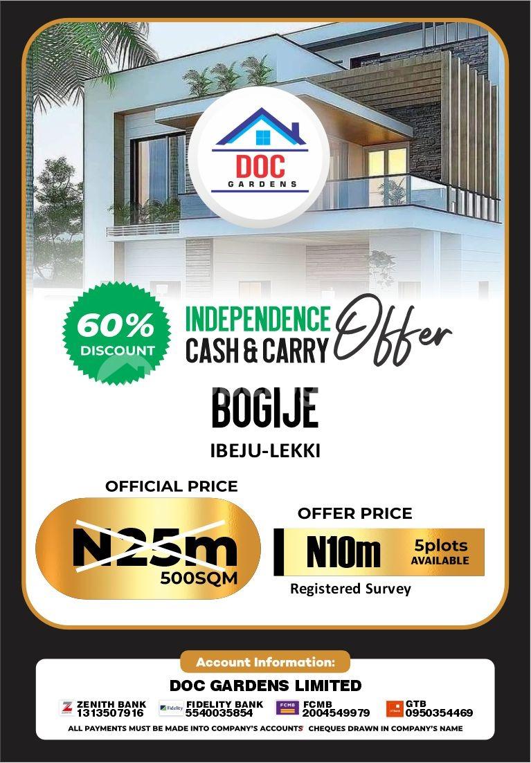 Land for sale Doc Gardens Bogije,inside Twins Garden Estate,igbojia Ibeju-Lekki Lagos