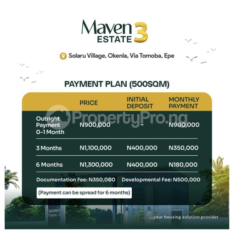 Land for sale Maven Estate Phase3 Okenla Via Tomoba Epe Road Epe Lagos