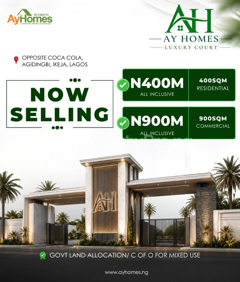 Land for sale Ayhomes Luxury Court Located At Opposite Coca Cola Agidingbi Ikeja Lagos
