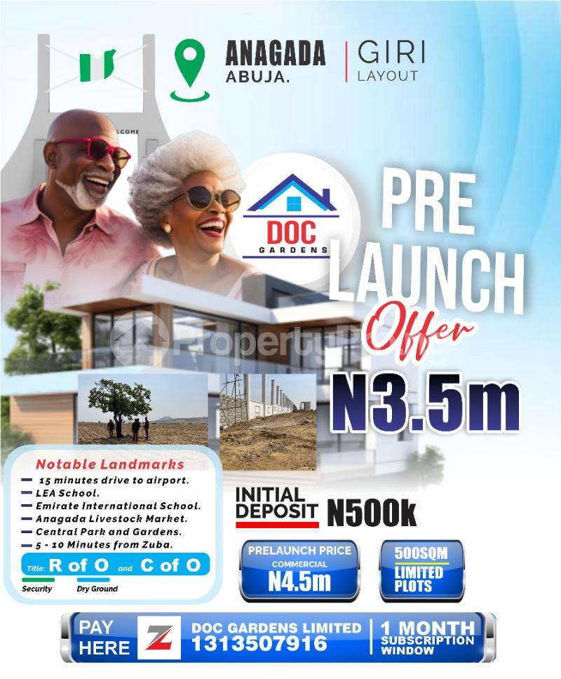 Land for sale Doc Gardens Anagada, Giri Layout Gwagwalada Abuja