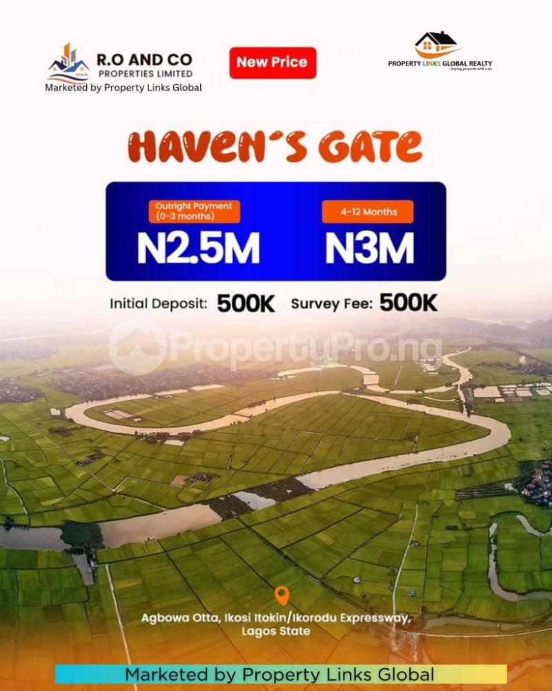 Land for sale Haven Gate Otta Ikosi Close Fashola Estate And Caleb University, Laspotech Ikosi-Ketu Kosofe/Ikosi Lagos