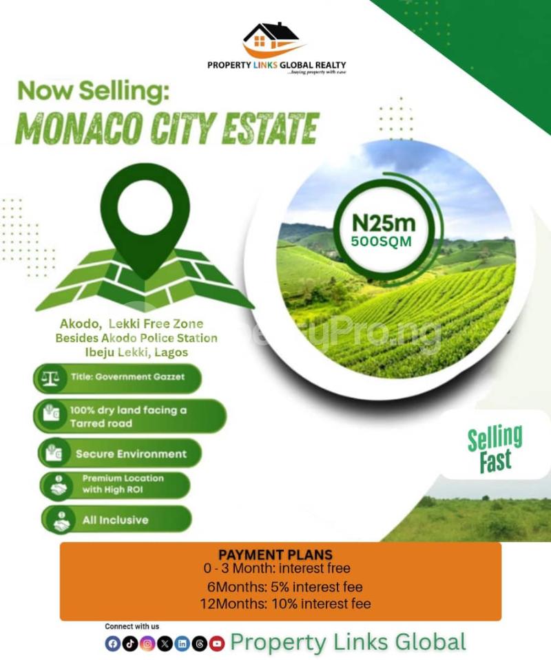 Land for sale Monaco City Estate Akodo Ibeju Lekki Free Trade Zone Akodo Ise Ibeju-Lekki Lagos
