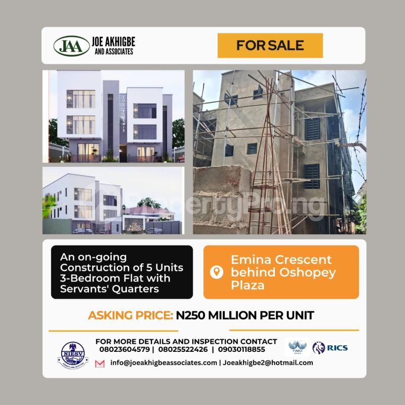 3 bedroom Flat / Apartment for sale Emina Crescent Behind Oshopey Plaza Oregun Ikeja Lagos