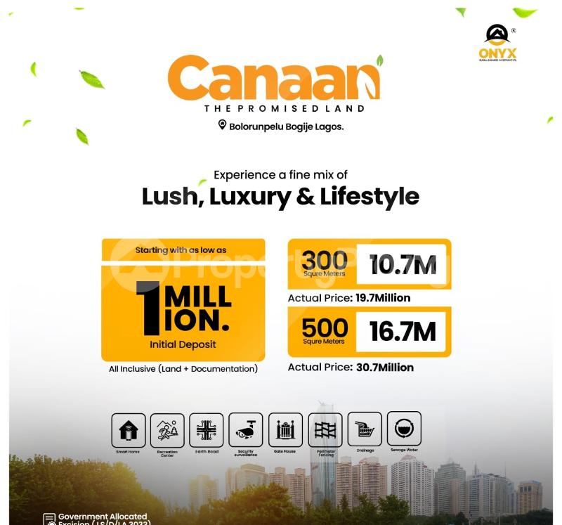 Land for sale Bolorunpelu, /canaan Estate/omu Resort Bogije Sangotedo Lagos