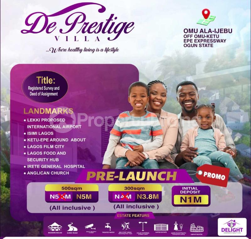 Land for sale Omu Ijebu/de Prestige Villa/via Omu Ketu Epe Epe Lagos