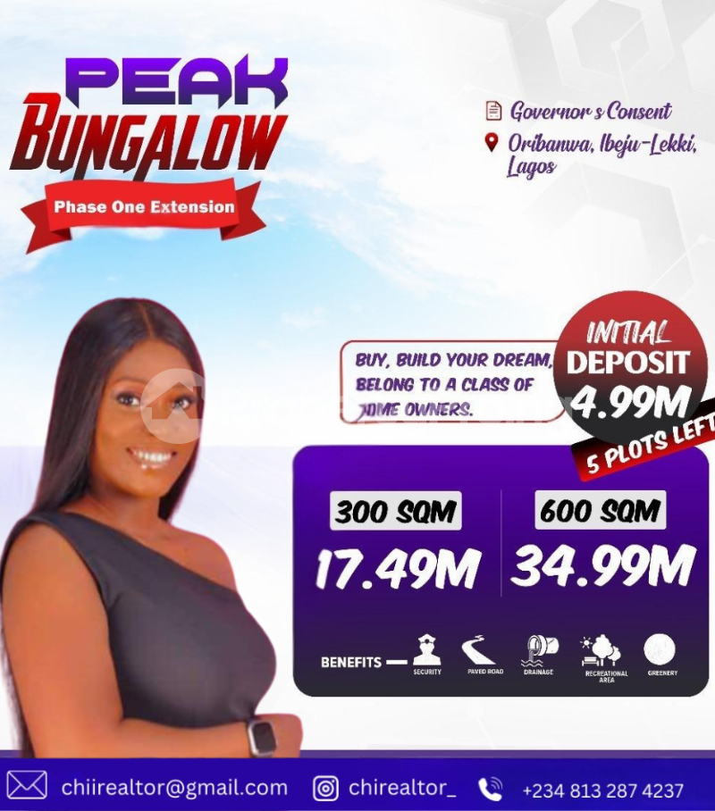 Land for sale Oribanwa/peak Bungalow Phase One Extension/ Ajah Lagos