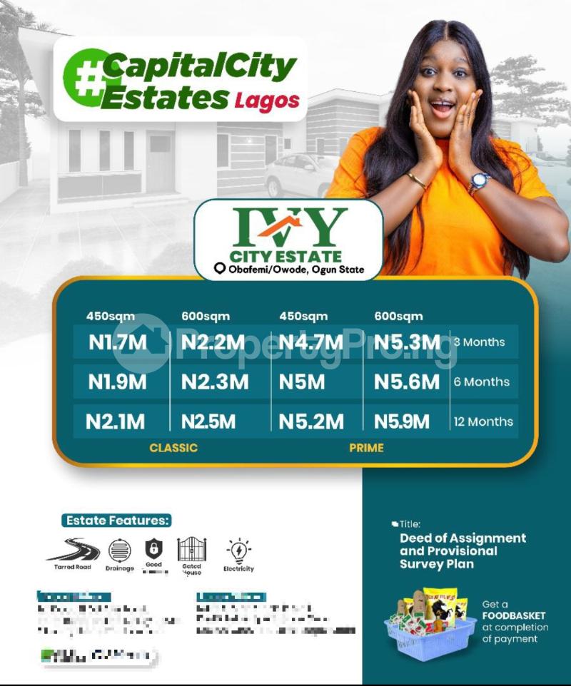 Land for sale Mowe/ Ivy Estate Mowe Obafemi Owode Ogun