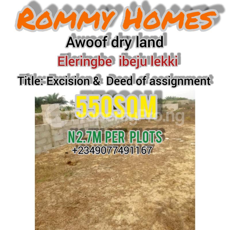 Land for sale No 2 Eleranigbe Ibeju-Lekki Lagos