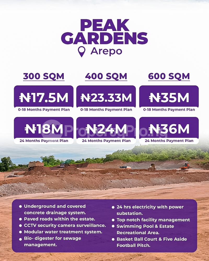 Land for sale Peak Gardens Arepo Arepo Ogun