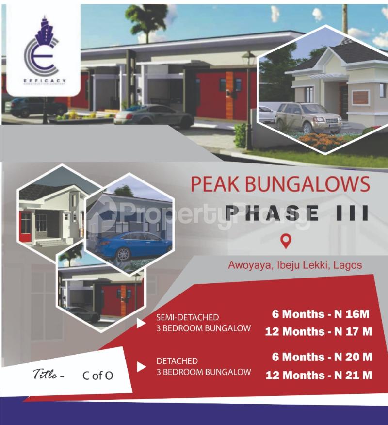 3 bedroom House for sale Peak Bungalow Phase 3 Awoyaya Ajah Lagos