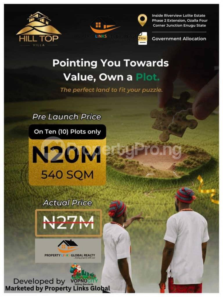 Land for sale Top Hill Ozalla 4corner Junction By Riverview Lolite Estate Enugu Enugu - 0