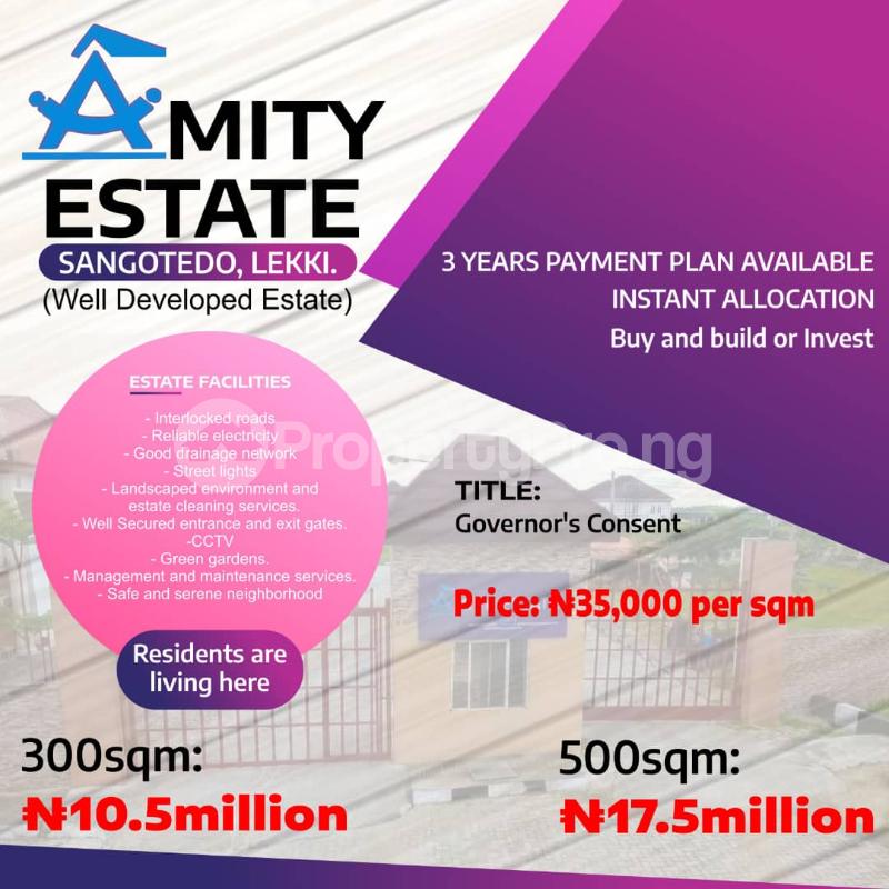 Land for sale Amity Estate, 2min Drive From Shoprite. Sangotedo Ajah Lagos
