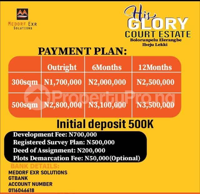 Land for sale His Glory Court Estate, International Airport Road Elerangbe Ibeju Lekki Eleko Ibeju-Lekki Lagos
