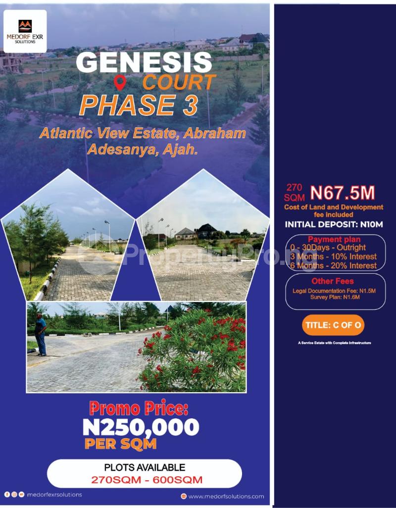 Land for sale Atlantic View Estate Abraham adesanya estate Ajah Lagos