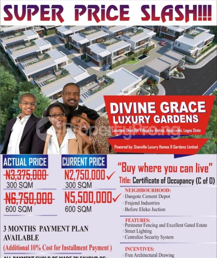 Land for sale Divine Grace Luxury Gardens Okun Ojeh Village By Alatise Ibeju Lekki Lagos Alatise Ibeju-Lekki Lagos