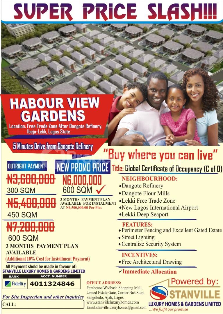 Land for sale Harbour View Garden Estate Origanrigan Free Trade Zone Origanrigan Ibeju-Lekki Lagos