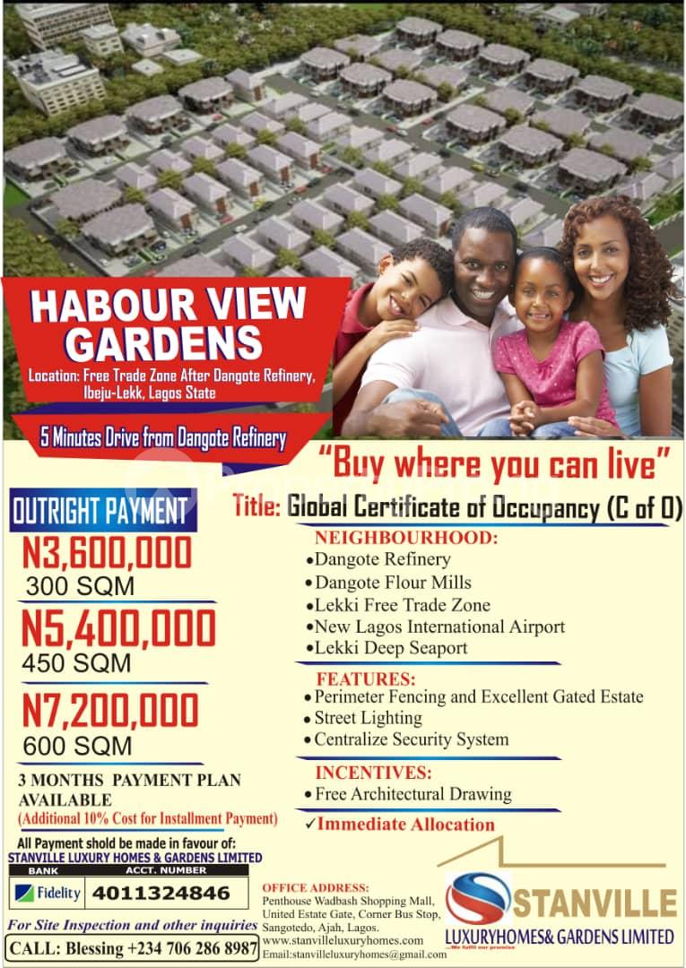 Land for sale Beside Dangote Refinery Ibeju Lekki Lagos Free Trade Zone Ibeju-Lekki Lagos