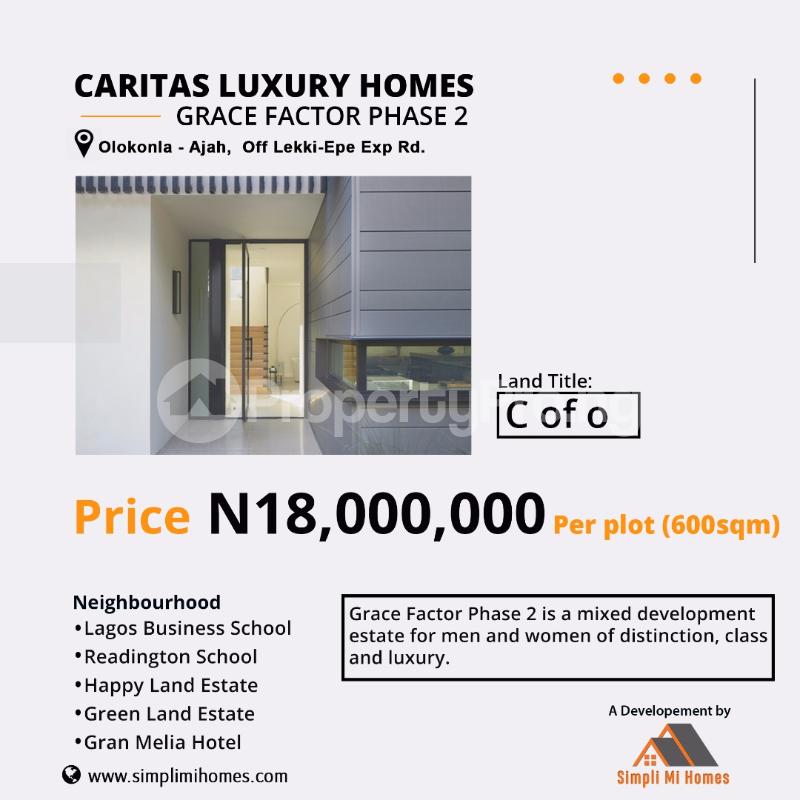 Land for sale Caritas Luxury Homes Grace Factor Phase 2 Olokonla Ajah Lagos