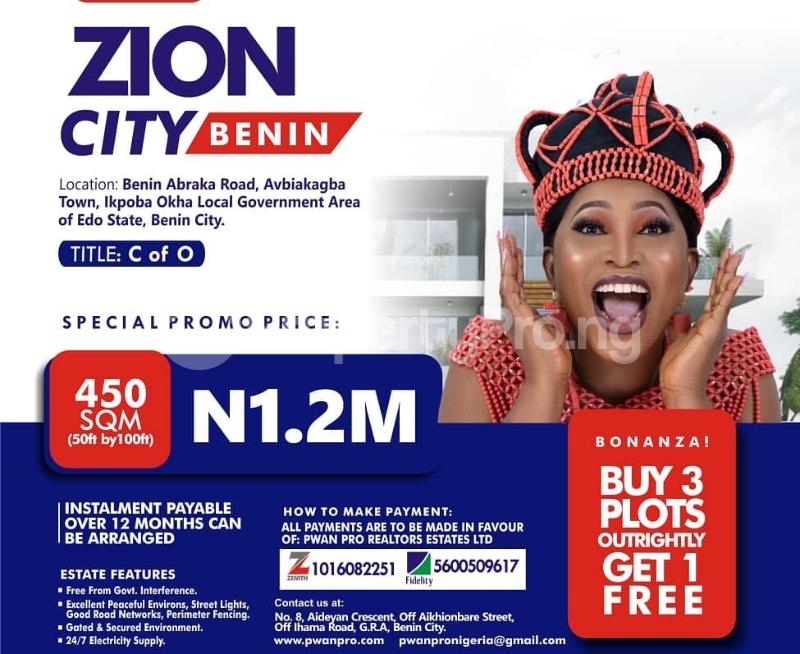 Land for sale C Of O Land For Sale In Zion City Benin Abraka Road Avbiakagba Town Ikpoba Okha Local Government Area Edo State Benin City Ukpoba Edo