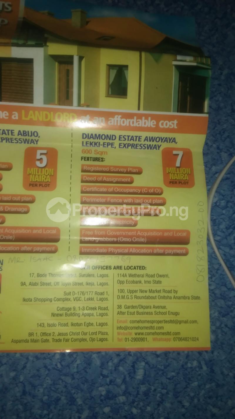 Land for sale Diamond Estate Awoyaya Lekki Epe Expressway Lekki Phase 2 Lekki Lagos