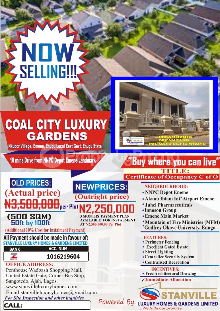 Land for sale Coal City Luxury Gardens Nkubor Village Emene Enugu Local East Govt. Enugu Enugu Enugu