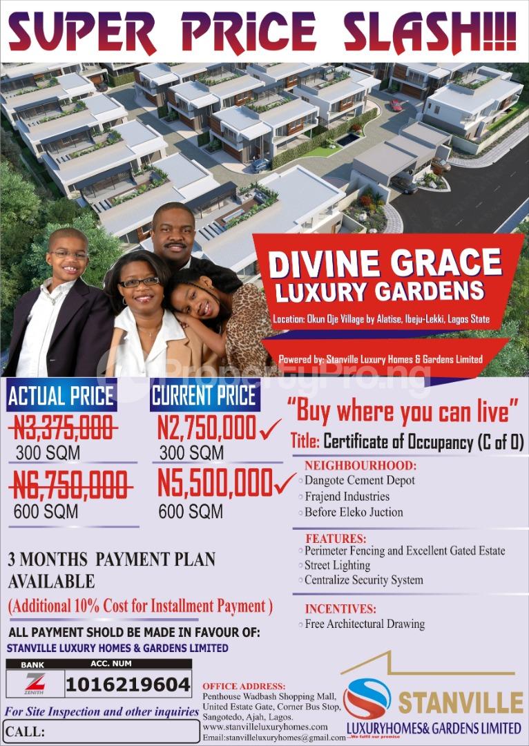 Land for sale Divine Grace Luxury Gardens Okun Ojeh Village By Alatise Ibeju Lekki Alatise Ibeju-Lekki Lagos
