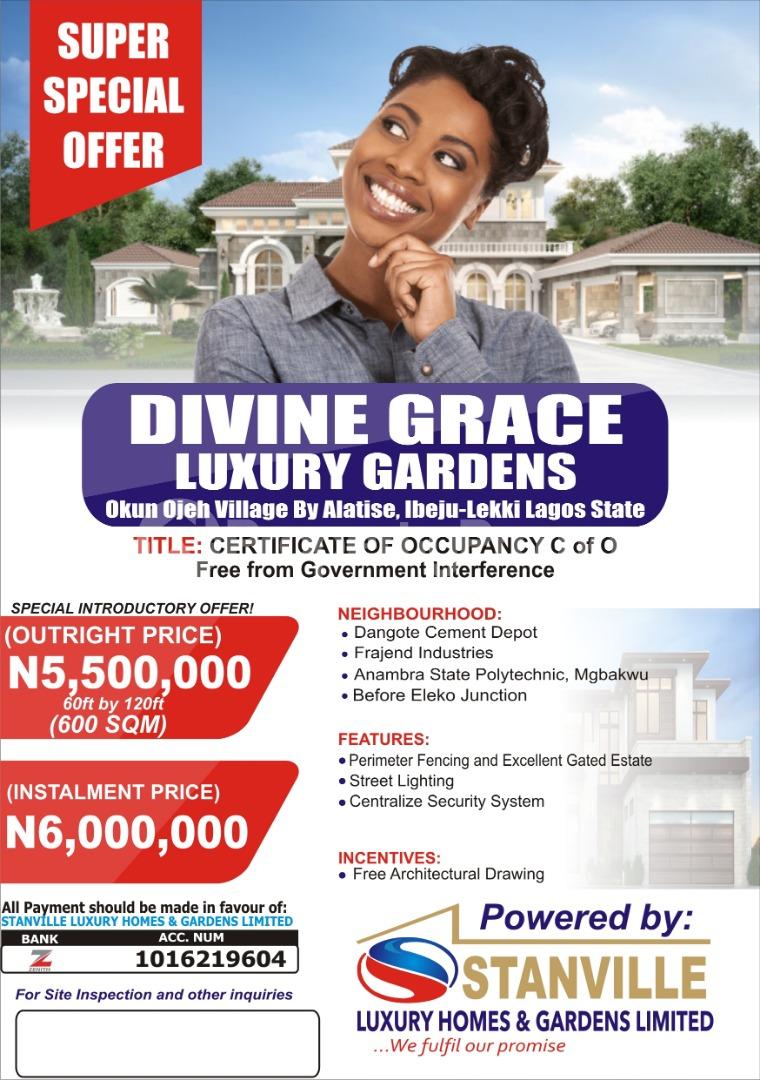 Land for sale Divine Grace Luxury Gardens Parks & Suites Okun Ojeh Village Alatise Ibeju-Lekki Lagos