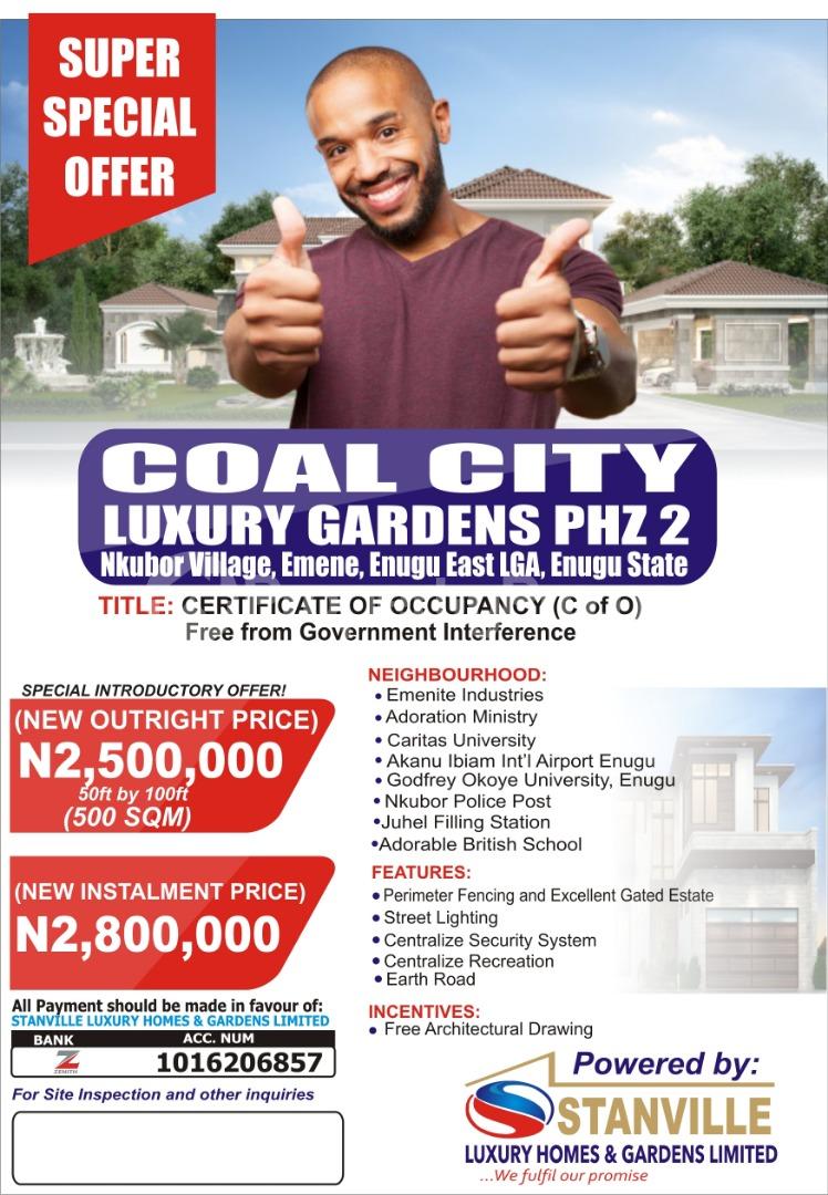 Land for sale Coal City Luxury Gardens Phase 2 Nkubor Village, Emene, Enugu East L.g.a Enugu Enugu