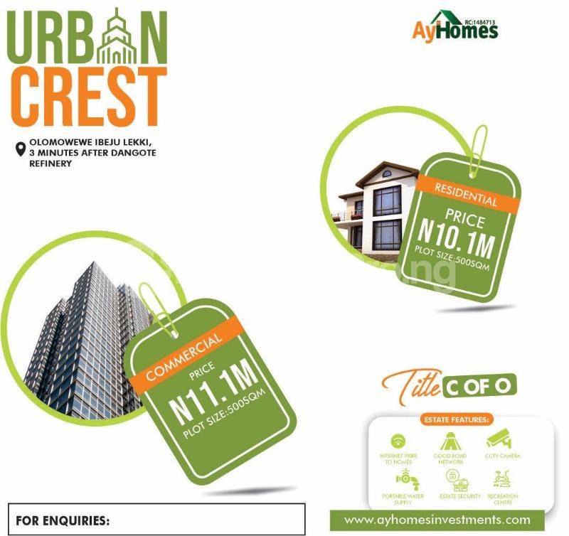 Land for sale Olomowewe Ibeju Lekki. 3min From Dangote Refinery. Ibeju-Lekki Lagos