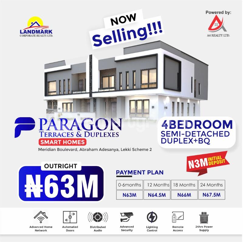 4 bedroom House for sale Paragon Terraces & Duplexes Newly Built 4 Bedroom Semi Detached With Boys Quarter Inside Meridian Boulevard Abraham adesanya estate Ajah Lagos