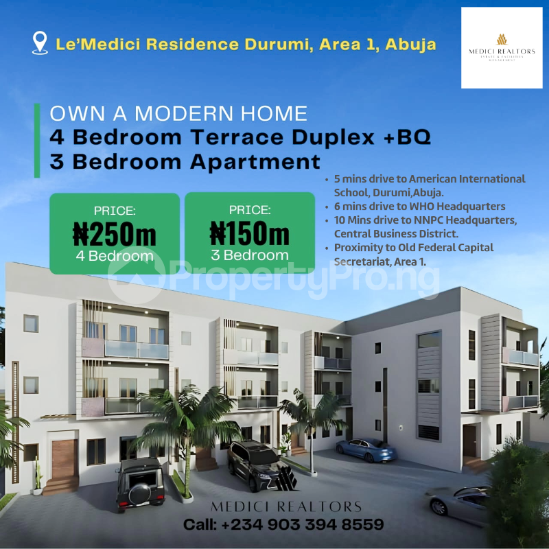 3 bedroom Flat / Apartment for sale Sentinel Crescent,area 1,durumi,abuja Fct Durumi Abuja