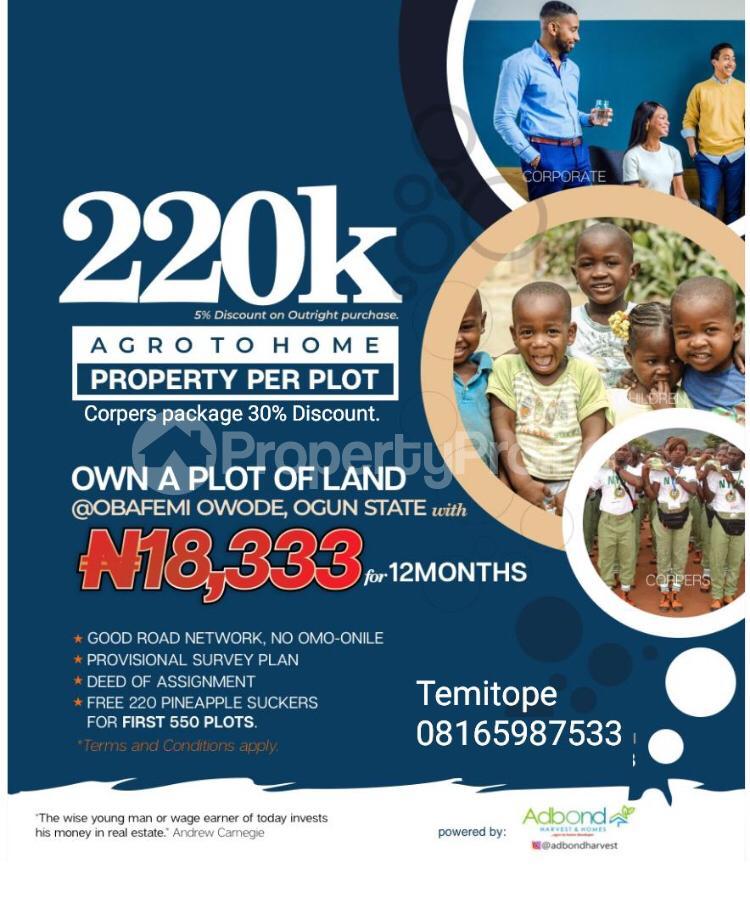 Land for sale 15 Redemption Camp Mowe Obafemi Owode Ogun