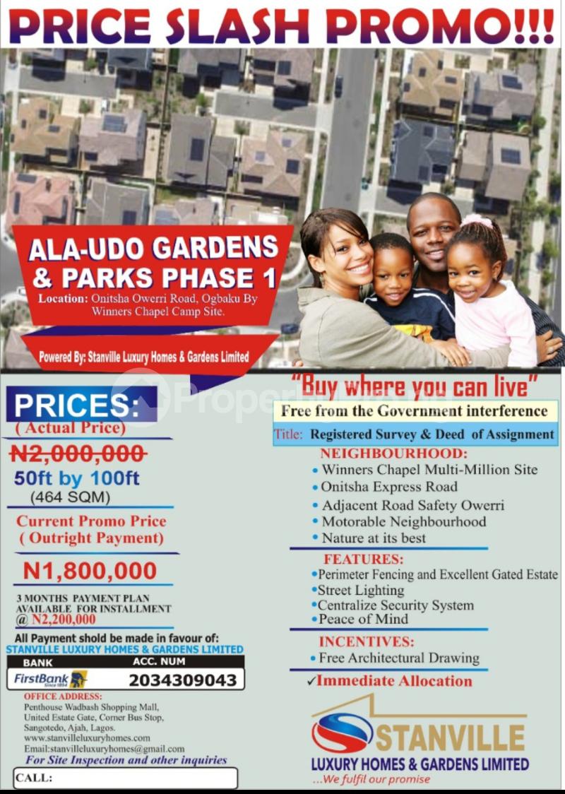 Land for sale Alaudo Phz 1 Ext. Ogbaku Owerri Imo