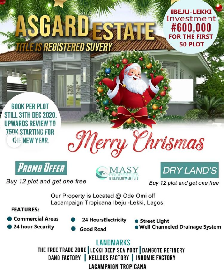 Land for sale Ode Omi LaCampaigne Tropicana Ibeju-Lekki Lagos