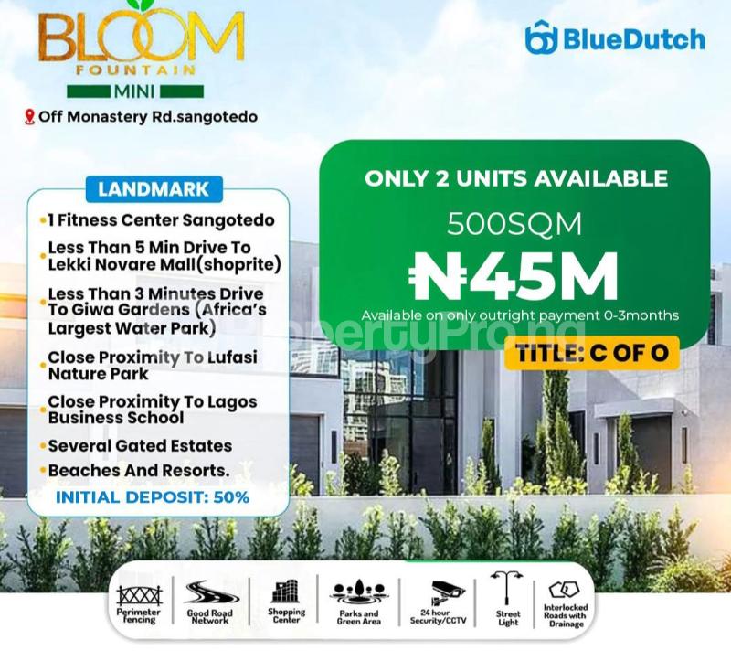 Land for sale Monastery Road/:bloom Fountain Mini Estate/ Giwa Garden, Monastery road Sangotedo Lagos