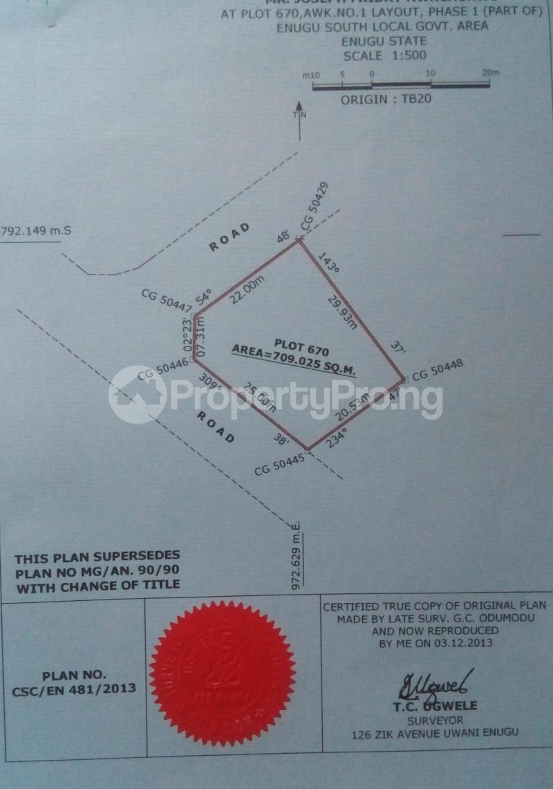 Land for sale Oliver Agbo, Meniru By Agbani Road Enugu Enugu