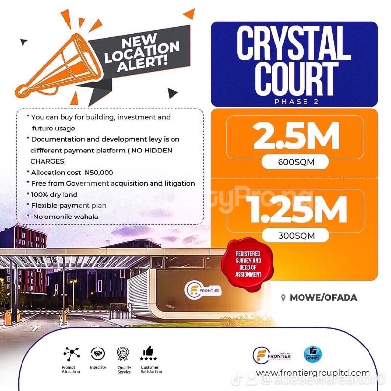 Land for sale Ofada Town. Mowe Obafemi Owode Ogun