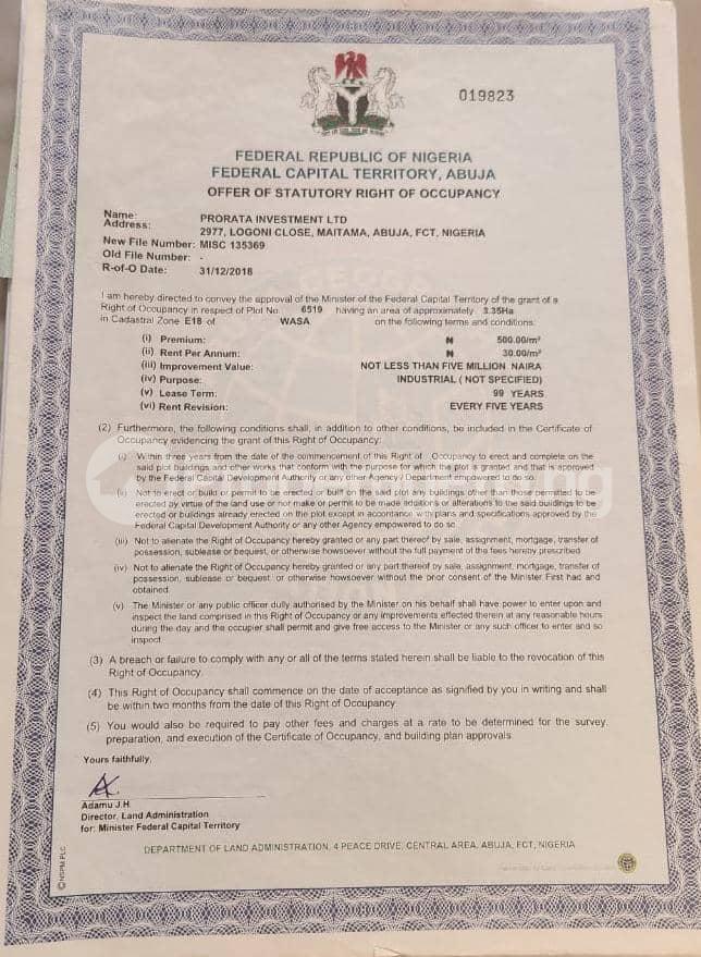 Land for sale Wasa Apo Abuja